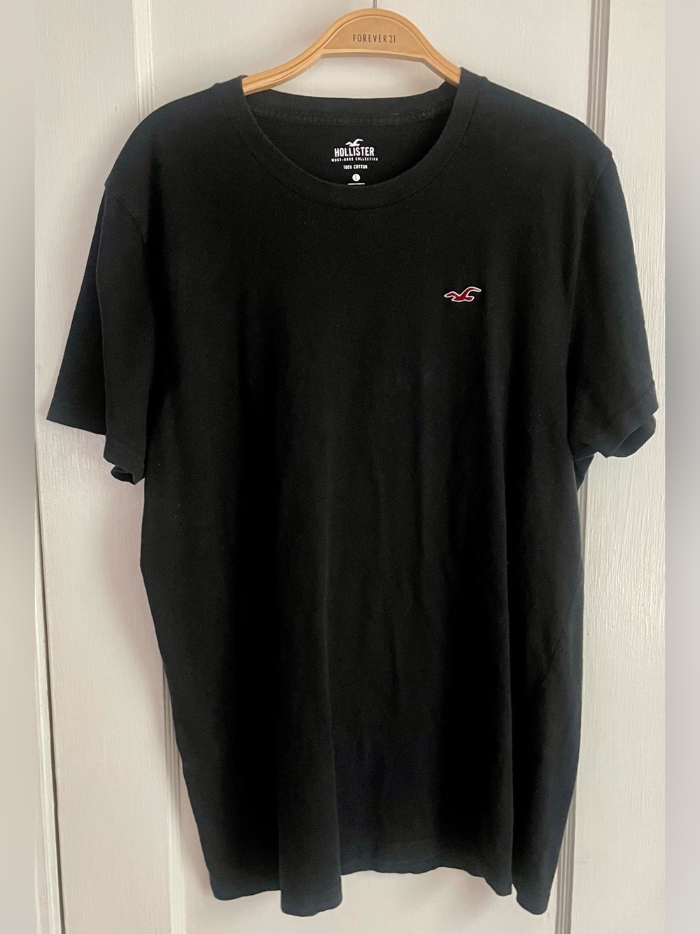 Hollister Men's Cotton Icon Crew Neck T-Shirt Must-Have Collection Black Mens L